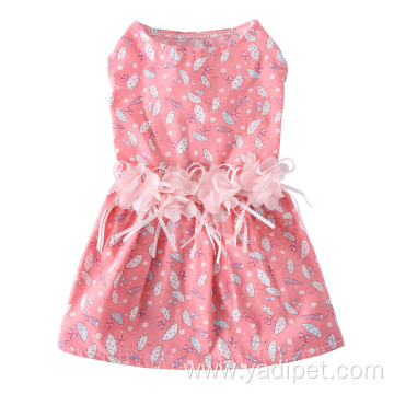 Dog Dresses Pet girl Princess pink cotton Skirts